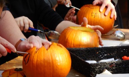 Halloween-Aktion mit Kürbisschnitzen am Hofladen Südpark