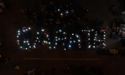 Drohnenfoto der Aktion “Garath leuchtet”