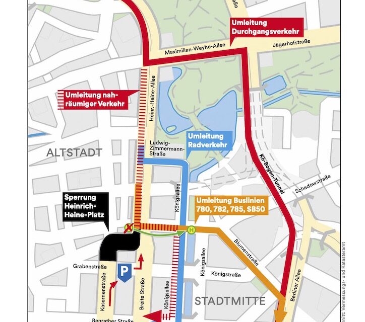 Baubeginn und neue Verkehrsführung am Heinrich-Heine-Platz