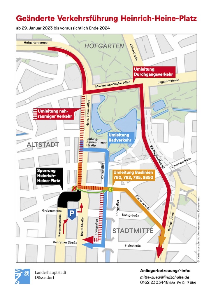 Geänderte Verkehrsführung am Heinrich-Heine-Platz ab 29. Januar 2023