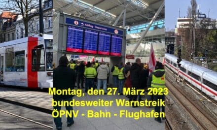 Montag, 27. März 2023 bundesweiter Warnstreik durch verdi