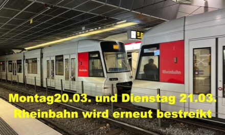 Rheinbahn wird Montag und Dienstag bestreikt