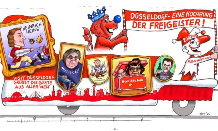 Von Heine bis Hoppeditz: Visit Düsseldorf ehrt Freigeister auf dem Rosenmontagszug