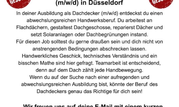 Stefan Golißa Bedachungen sucht Azubis