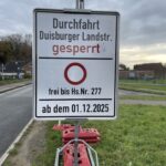 Duisburger Landstraße ab 1. Dezember voll gesperrt