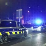 Großeinsatz der Polizei am Neuen Zollhof in Düsseldorf